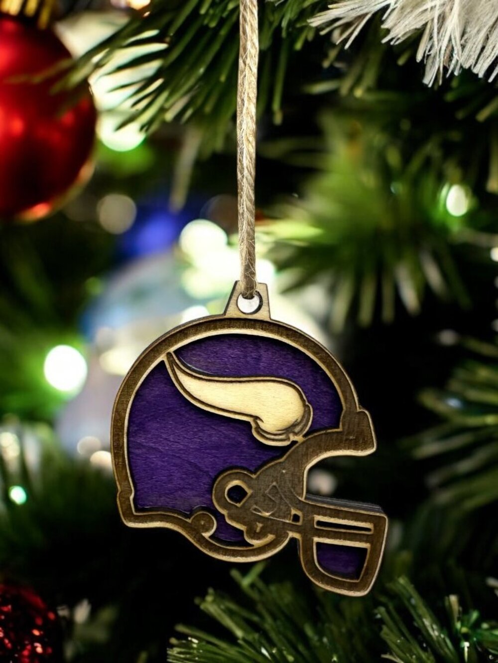 Minnesota Vikings Wooden Ornament | Laser Engraved Layered Design